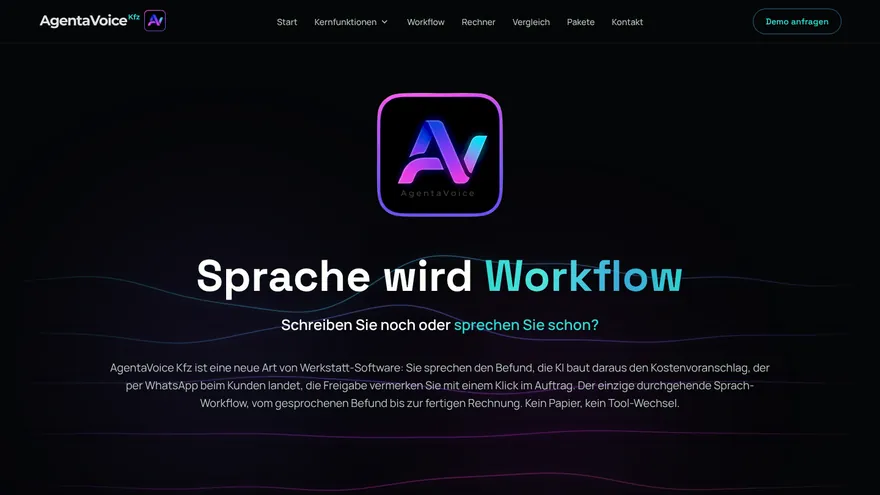 Die Produktseite von AgentaVoice Kfz